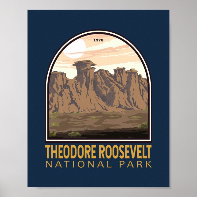 Theodore Roosevelt National Park Vintage Emblem Poster (Front)