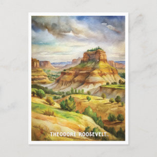 Theodore Roosevelt National Park Watercolor  Postcard