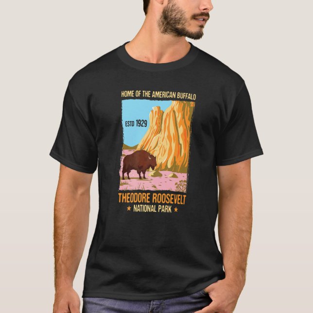 Theodore Roosevelt North Dakota Us National Park V T-Shirt (Front)