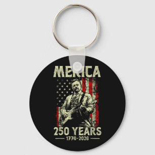 Theodore Roosevelt Playing Guitar Rock N Roll Key Ring
