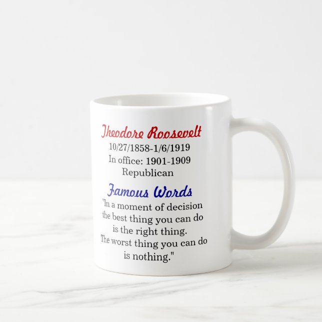 Theodore Roosevelt Quote Mug (Right)