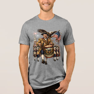 Theodore Roosevelt Revolutionary Drummer 4th July Tri-Blend Shirt