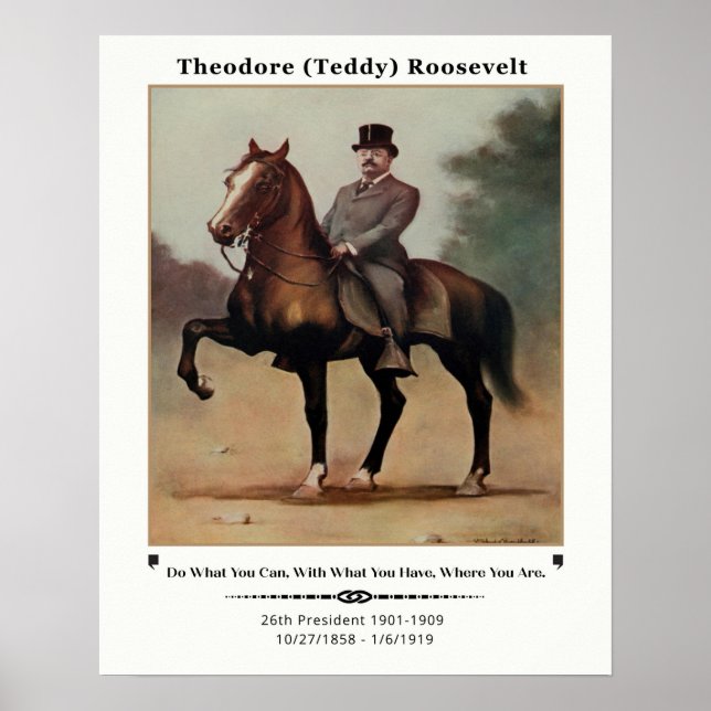 Theodore (Teddy) Roosevelt on Horseback Poster (Front)