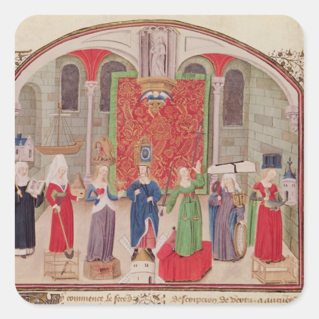 Theological and Cardinal Virtues Square Sticker (Front)