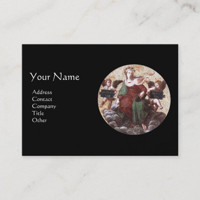 THEOLOGY Monogram, Black Pearl Paper Business Card (Front)