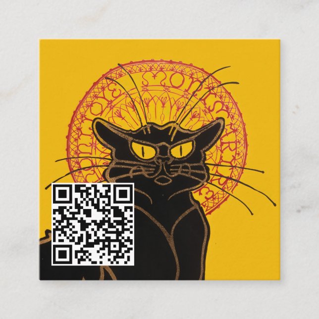 Theophile Steinlen - Le Chat Noir - QR Code Square Business Card (Front)