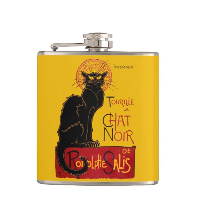 Theophile Steinlen - Le Chat Noir Vintage Hip Flask (Front)