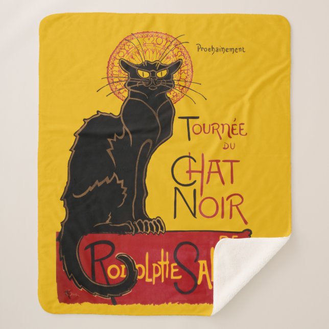 Theophile Steinlen - Le Chat Noir Vintage Sherpa Blanket (Front)