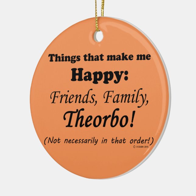 Theorbo Makes Me Happy Ceramic Ornament (Left)