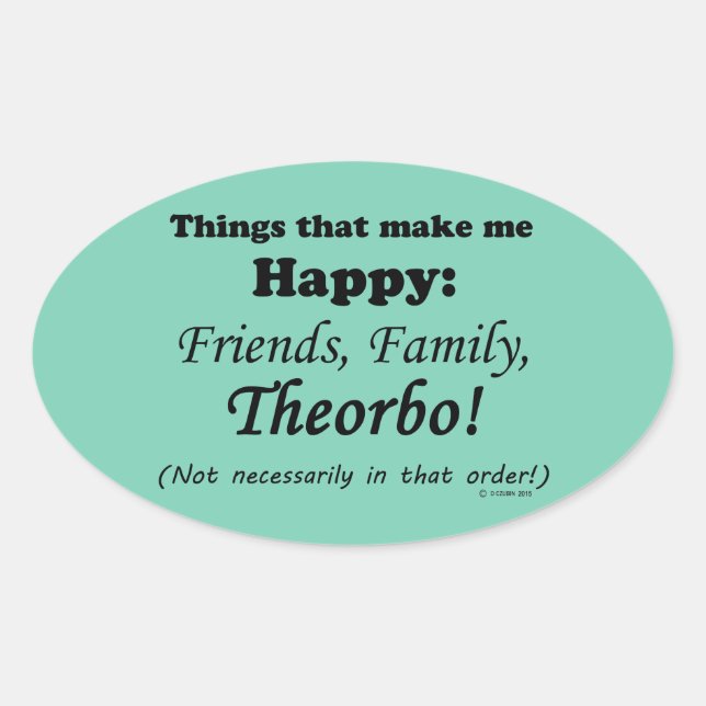 Theorbo Makes Me Happy Oval Sticker (Front)