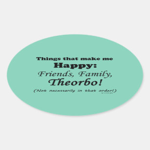 Theorbo Makes Me Happy Oval Sticker