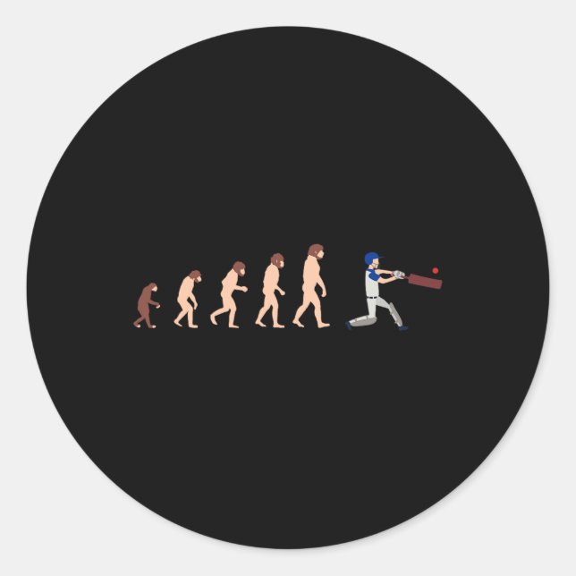 Theory Of Evolution Cricket Player Funny  Classic Round Sticker (Front)