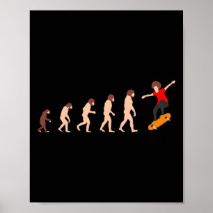 Theory Of Evolution Skateboarding Funny Poster