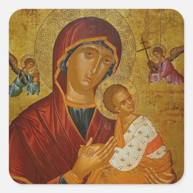 Theotokos Amolyntos Square Sticker (Front)