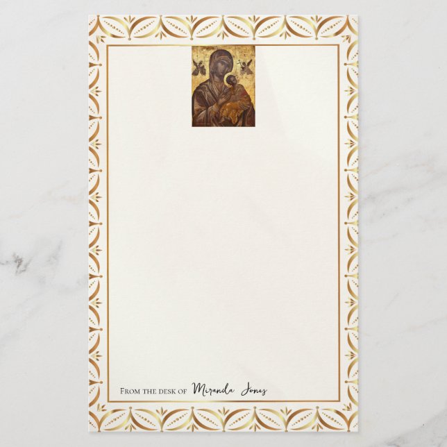 Theotokos and Christ Child Orthodox Christian Stationery (Front)