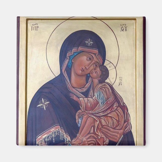 Theotokos and Christ Child Orthodox Icon Magnet (Front)