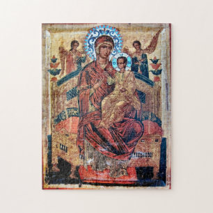 Theotokos and the Christ Child Enthroned Icon      Jigsaw Puzzle