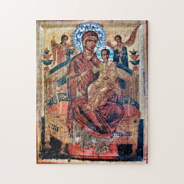 Theotokos and the Christ Child Enthroned Icon      Jigsaw Puzzle (Vertical)