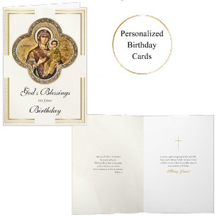 Theotokos and the Christ Child Icon Birthday Card