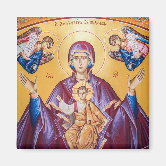 Theotokos and the Christ Child with Angels Icon Magnet (Front)