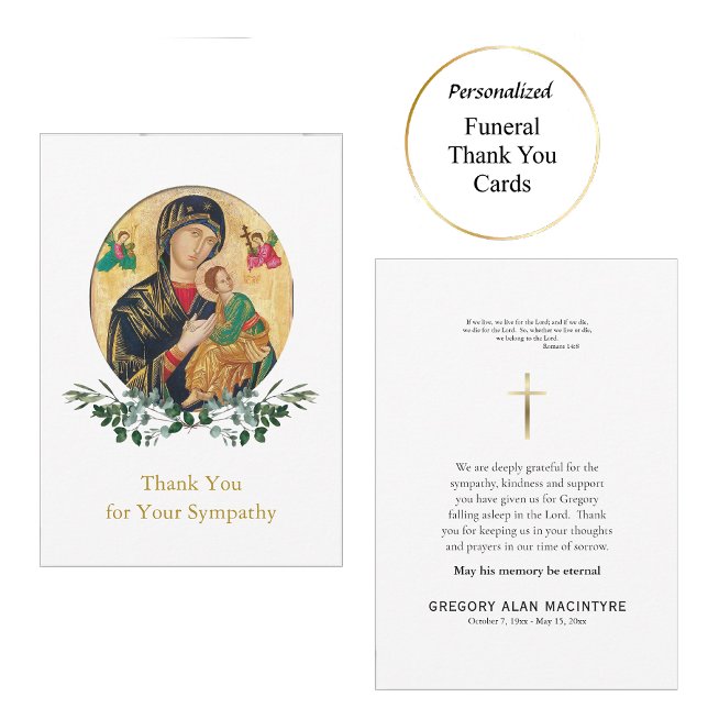 Theotokos Christ Child Orthodox Christian Funeral Thank You Card (Creator Uploaded)