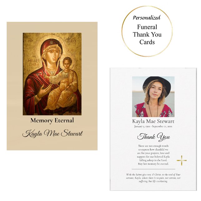 Theotokos Christ Child Orthodox Christian Memorial Thank You Card (Creator Uploaded)