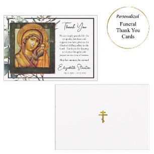 Theotokos Jesus Christ Child Icon Funeral Thank You Card