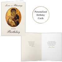 Theotokos of Vladimir Icon Orthodox Birthday Card 