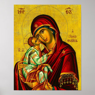 Theotokos Virgin Mary and Christ Child Icon Print 
