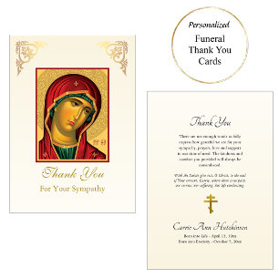 Theotokos Virgin Mary Orthodox Christian Funeral Thank You Card