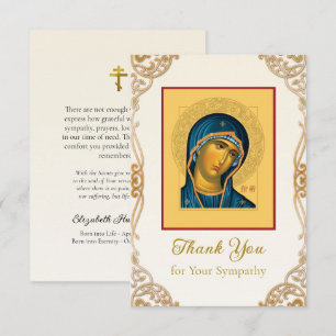 Theotokos (Virgin Mary) Orthodox Christian Funeral Thank You Card