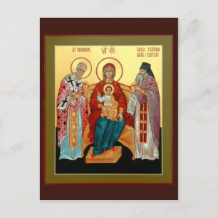 Theotokos with St. Nicholas and Blessed Seraphim Postcard