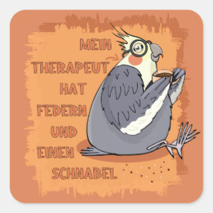 Therapeut mit Federn & Schnabel. Nymphensittich Square Sticker