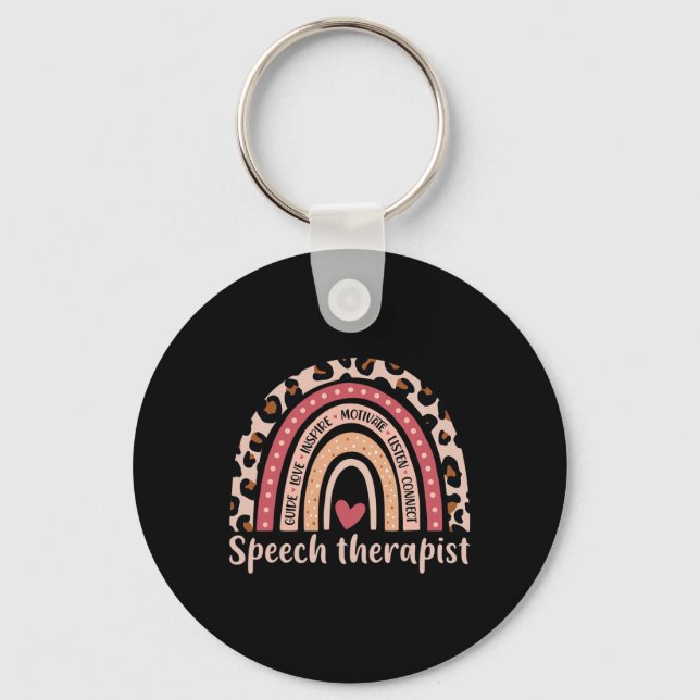 Therapist 100th Day Of School Speech Therapy Rainb Key Ring (Front)