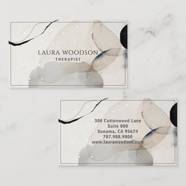Therapist Abstract Serene Watercolor Business Card (Front/Back)