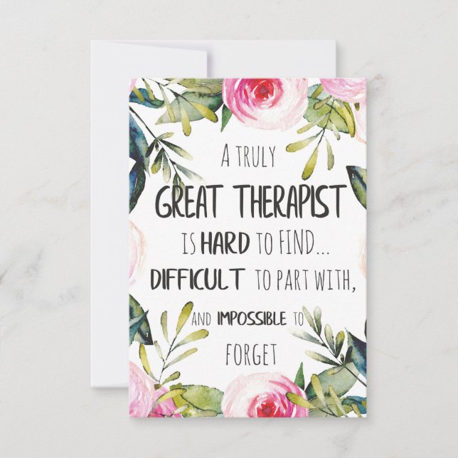 Therapist Appreciation Gift Thank you Quote Card (Front)