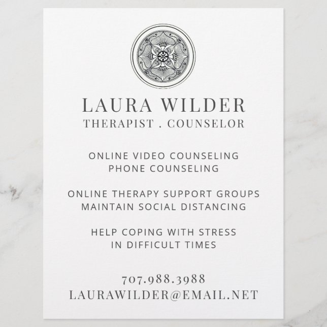Therapist Counsellor Online Or By Phone Flyer (Front)
