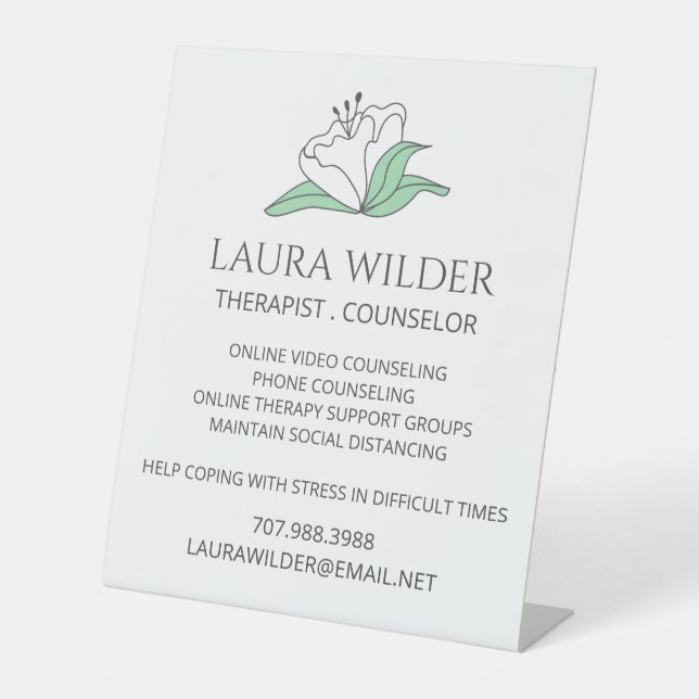 Therapist Counsellor Online Or By Phone Pedestal Sign (Front)
