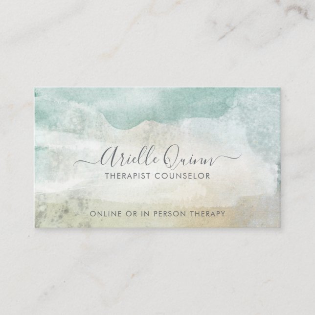 Therapist Counsellor Serene Abstract Watercolor Business Card (Front)