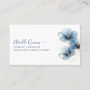 Therapist Counsellor Serene Indigo Watercolor Business Card