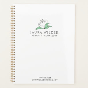 Therapist Counsellor Serene White Flower Business Planner