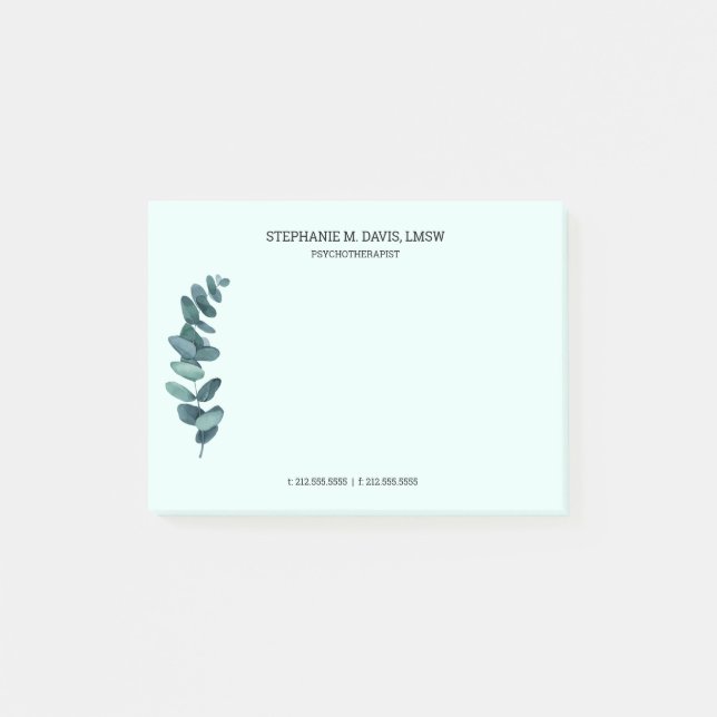 Therapist Eucalyptus Green Customise Post-It Notes (Front)