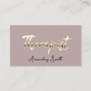 Therapist Golden ScriptQR Code Logo Rose Blush  Business Card