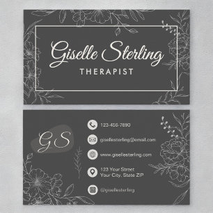Therapist Mental Health Floral Botanical Business Card