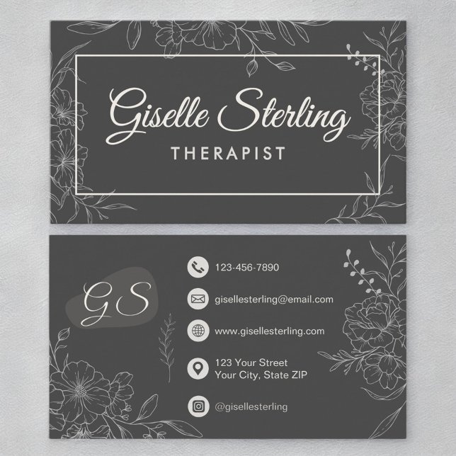 Therapist Mental Health Floral Botanical Business Card (Creator Uploaded)