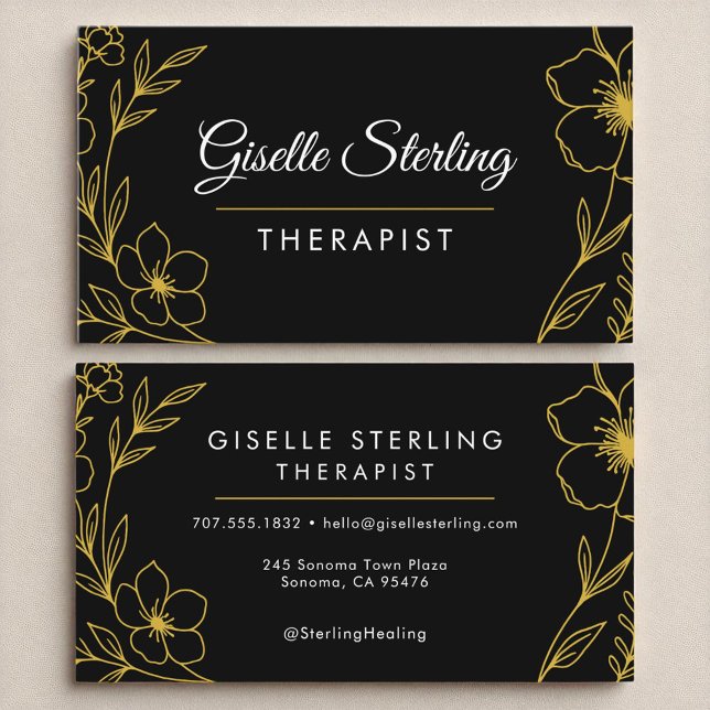 Therapist Modern Botanical Luxury Elegant Business Card (Creator Uploaded)
