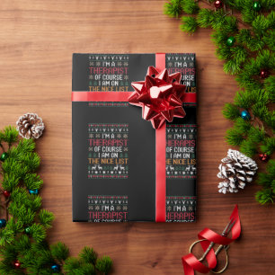 Therapist On The Nice List Christmas Sweater Xmas Wrapping Paper