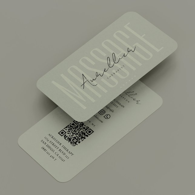 Therapist Physiotherapist Massage Sage Green  Business Card (Therapist Physiotherapist Massage Sage Green Business Card
)