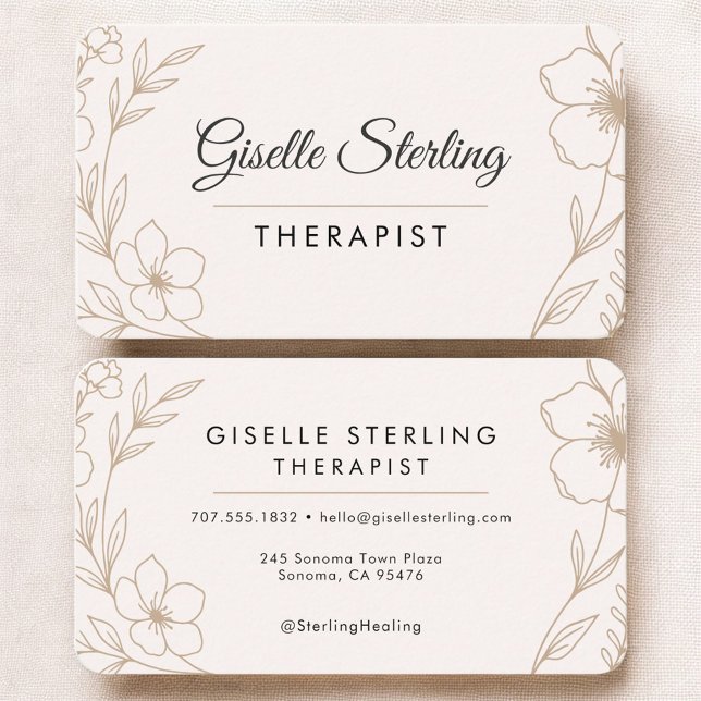 Therapist Psychologist Floral Business Card (Creator Uploaded)