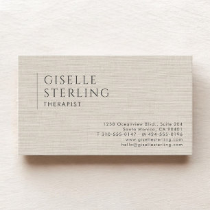 Therapist Psychologist Natural Linen Business Card